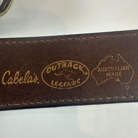 Cabelas Leather Men's Belt Sz 38 Brown Western Outback Legends Made in Australia - Picture 7 of 7